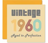 Tarjetas de cumpleaños número 64 para hombres y mujeres - Vintage 1960 Aged To Perfection - Tarjeta de 64 cumpleaños divertida para ella, 145 mm x 145 mm, tarjetas de felicitación de cumpleaños para