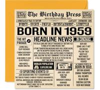 Tarjetas de cumpleaños número 66 para hombres y mujeres - Born In 1959 Newspaper - Tarjeta de feliz 66 cumpleaños para abuelo, abuela, abuela, abuela, abuela, vintage, retro en 1959, tarjetas de