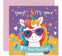 Tarjetas de cumpleaños número 7 para niños y niñas, Yay! It's Your Birthday, tarjeta de feliz cumpleaños para niños de 7 años, primo, hija, nieto, hijo, tarjetas de felicitación de cumpleaños de 145