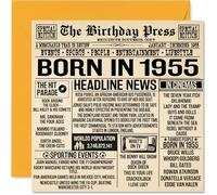 Tarjetas de cumpleaños número 70 para hombres y mujeres - Born In 1955 Newspaper - Tarjeta de feliz 70 cumpleaños para abuelo, abuela, abuela, abuela, abuela, vintage, retro en 1955, tarjetas de