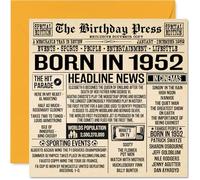 Tarjetas de cumpleaños número 73 para hombres y mujeres - Born In 1952 Newspaper - Tarjeta de feliz 73 cumpleaños para abuelo, abuela, abuela, abuela, abuela, vintage, retro en 1952, tarjetas de