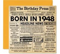 Tarjetas de cumpleaños número 76 para hombres y mujeres - Born In 1948 Newspaper - Tarjeta de feliz 76 cumpleaños para abuelo, abuela, abuela, abuela, abuela, vintage, retro en 1948, 145 mm x 145 mm,