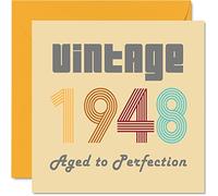 Tarjetas de cumpleaños número 76 para hombres y mujeres - Vintage 1948 Aged To Perfection - Tarjeta de 76 cumpleaños divertida para ella, 145 mm x 145 mm, tarjetas de felicitación de cumpleaños para