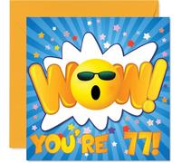 Tarjetas de cumpleaños número 77 para mujeres y hombres, WOW, tarjeta de feliz cumpleaños para mujer de 77 años, hombre, tío, hermano, abuelo, hermana, tarjetas de felicitación de cumpleaños de 145 mm