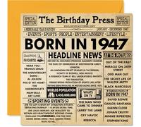 Tarjetas de cumpleaños número 78 para hombres y mujeres - Born In 1947 Newspaper - Tarjeta de feliz 78 cumpleaños para abuelo, abuela, abuela, abuela, abuela, vintage, retro en 1947, tarjetas de