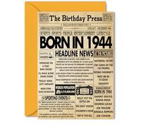 Tarjetas de cumpleaños número 81 para mujeres y hombres, periódico Born In 1944, tarjeta de feliz cumpleaños 81 para abuela, abuelo, abuela, abuela, vintage, retro, en 1944, tarjetas de felicitación