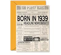 Tarjetas de cumpleaños número 86 para mujeres y hombres, periódico nacido en 1939, tarjeta de feliz cumpleaños 86 para abuela, abuelo, abuela, abuela, vintage, retro, en 1939, tarjetas de felicitación