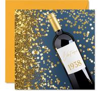 Tarjetas de cumpleaños número 87 para mujeres y hombres, botella de vino vintage 1938, tarjeta de feliz cumpleaños para mamá, papá, tía, tío, abuela, abuelo, 145 mm x 145 mm, tarjetas de felicitación