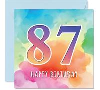 Tarjetas de cumpleaños número 87 para mujeres y hombres, colorida acuarela, tarjeta de feliz cumpleaños para mujer de 87 años, hombre, abuela, papá, abuela, papá, tarjetas de felicitación de