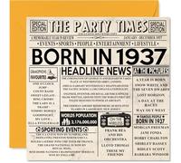Tarjetas de cumpleaños número 88 para hombres y mujeres - Born In 1938 Newspaper - Tarjeta de feliz cumpleaños 88 para abuelo, abuela, abuela, abuela, abuela, vintage, retro en 1938, 145 mm x 145 mm,