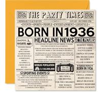Tarjetas de cumpleaños número 89 para hombres y mujeres - Born In 1936 Newspaper - Tarjeta de feliz cumpleaños 89 para abuelo, abuela, abuela, abuela, abuela, vintage, retro en 1936, tarjetas de