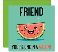 Tarjetas de cumpleaños para amigo en un melón - Divertida tarjeta de feliz cumpleaños para amigos de mejor amigo, regalos de amigos, tarjetas de felicitación de broma de 145 mm para mujeres y hombres