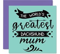 Tarjetas para el día de la madre para ella del perro - World's Greatest Dachshund Mum - Tarjeta de feliz cumpleaños de perro mascota, regalos para mamá, tarjetas de felicitación para el día de la