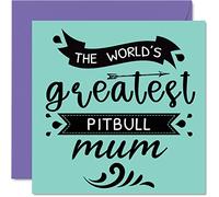 Tarjetas de cumpleaños para ella del perro - World's Greatest Pitbull Mum - Tarjeta de feliz cumpleaños de perro mascota, regalos para mamá, tarjetas de felicitación para el día de la madre de 145 mm