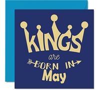 Tarjetas de cumpleaños para hombres y él, los reyes nacen en mayo, tarjetas de feliz cumpleaños para marido, novio, papá, hijo, hermano, abuelo, tío, abuelo, amigo, 145 mm x 145 mm, tarjetas de felicitación humorísticas, ideas de regalo