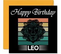Tarjetas de cumpleaños para hombres y mujeres, signo del zodiaco Leo, divertida tarjeta de cumpleaños para mamá, papá, hermano, hermana, hijo, hija, abuela, abuelo, tarjetas de felicitación de 145 mm,