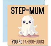 Tarjetas de cumpleaños para madrastra - Fa-Boo-Lous - Divertida tarjeta de feliz cumpleaños para madrastra de hijastra, tarjeta del día de la madre, tarjeta de felicitación de broma de 145 mm para