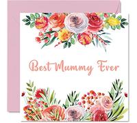 Tarjetas de cumpleaños para mamá - Best Mummy Ever - Hermosa tarjeta de feliz cumpleaños de hija, hijo, madre, regalos para el día de la madre, tarjetas de felicitación de 145 mm para el día de la