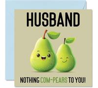 Tarjetas de cumpleaños para marido, Nothing Com-Pears, divertida tarjeta de feliz cumpleaños para marido de esposa, regalos de cumpleaños para marido, tarjetas de felicitación de broma de 145 mm x 145