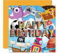 Tarjetas de cumpleaños para niños, montaje de cosas para niños, tarjeta de feliz cumpleaños para niños, niñas, tarjetas de cumpleaños para él, ella, hijo, hija, sobrina, sobrino, nieto, tarjetas de felicitación de cumpleaños de 145 mm x 145 mm