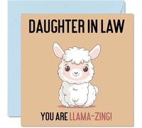 Tarjetas de cumpleaños para nuera - Llama-Zing - Divertida tarjeta de feliz cumpleaños para nuera de parte de tu suegro, regalos para hija, tarjetas de felicitación de broma de 145 mm para mujer