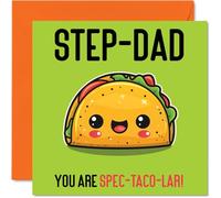 Tarjetas para el día del padre para padrastro - Spec-Taco-lar - Divertida tarjeta de feliz cumpleaños para padrastro de hijastro, tarjeta del día del padre, tarjetas de felicitación de broma de 145 mm