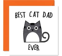 Tarjetas de cumpleaños para papá del gato - Best Ever - Tarjeta de cumpleaños de gato para papá, regalos divertidos, broma de 145 mm, tarjetas de felicitación para el día del padre, regalo para papá