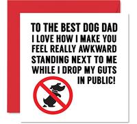 Tarjetas de cumpleaños para papá del perro - Awkward Dog Dad - Tarjeta de cumpleaños de perro para papá, regalos divertidos para papá de perro, 145 mm x 145 mm, broma, feliz día del padre, tarjetas de felicitación para papá