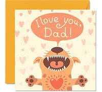 Tarjetas del día del padre para papá del perro - I Love You Dad - Tarjeta de feliz cumpleaños para papá del perro, regalos de cumpleaños del padre, 145 mm x 145 mm, tarjetas de felicitación para el