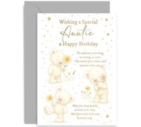 Tarjetas de cumpleaños para tía para ella, regalo de recuerdo de poema dulce para ella, para cumpleaños de adultos, de sobrina o sobrino, bonito diseño de oso de peluche, interior en blanco con sobre