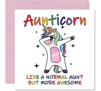Tarjetas de cumpleaños para tía para ella, tía, divertidas tarjetas de cumpleaños para tía, tarjetas de felicitación de cumpleaños de 145 mm x 145 mm, tarjeta de feliz cumpleaños para tía, unicornio