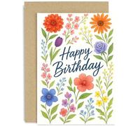 Tarjetas de cumpleaños prémium para mujer, regalo de feliz cumpleaños, diseño floral brillante y encantador, para amigas, colegas, familiares, interior en blanco con sobre