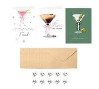 Tarjetas de Cumpleaños,Suministros para de cumpleaños con temática de cócteles | Tarjetas de Agradecimiento con Motivo de Café - para Esposa, Hermana, Amiga, Mujer, Viaje, Hogar, Vacaciones, Boda