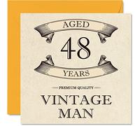 Tarjetas de cumpleaños vintage de 48 años para hombres, 48 años, divertida tarjeta de cumpleaños para colegas, padres, maridos, novios, tíos, hermanos y amigos, tarjetas de felicitación de 145 mm x