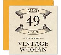Tarjetas de cumpleaños vintage de 49 años para mujeres, de 49 años, divertida tarjeta de cumpleaños para mamá, hermana, esposa, novia, amiga, prima, tía, 145 mm x 145 mm, tarjetas de felicitación para