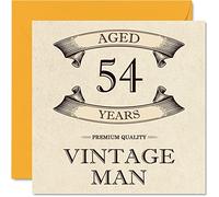 Tarjetas de cumpleaños vintage de 54 años para hombres, de 54 años, divertida tarjeta de cumpleaños para colega, papá, marido, novio, tío, hermano, amigo, tarjetas de felicitación, tarjeta de 54