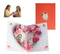 Tarjetas de felicitación 3D con forma de corazón en forma de corazón, coloridas tarjetas 3D creativas florales 3D escritas a mano, tarjeta del día de la madre pensando en ti recuperarte, pensado para