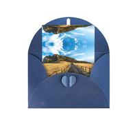 Tarjetas de felicitación azules con sobres a juego - Tarjetas de bendición en blanco con impresión de la isla de Jeju Corea para cumpleaños, boda, día de San Valentín