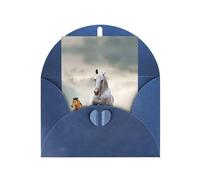 Tarjetas de felicitación azules con sobres, diseño de caballos salvajes, tarjetas de notas en blanco, perfectas para cumpleaños, bodas, aniversarios