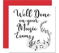 Tarjetas de felicitación - Bien hecho en tus exámenes de música - graduación, regalos de buena suerte, tarjeta escolar GCSE Uni, tarjetas de felicitación de buena suerte de 145 mm para estudiantes,
