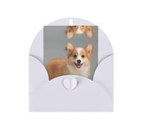 Tarjetas de felicitación blancas con sobres a juego, bonitas tarjetas de bendición en blanco con estampado dorado de Corgi para cumpleaños, boda, día de San Valentín