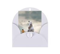 Tarjetas de felicitación blancas con sobres, diseño de caballos salvajes, tarjetas de notas en blanco, perfectas para cumpleaños, bodas, aniversarios