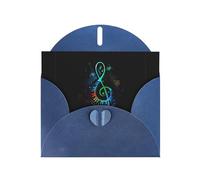 Tarjetas de felicitación coloridas con estampado de música azul de 6 x 4 pulgadas con sobre, perfectas para escribir saludos y notas de agradecimiento