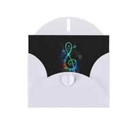 Tarjetas de felicitación coloridas con estampado de música blanca de 6 x 4 pulgadas con sobre, perfectas para escribir saludos y notas de agradecimiento