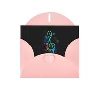 Tarjetas de felicitación coloridas con estampado de música rosa de 6 x 4 pulgadas con sobre, perfectas para escribir saludos y notas de agradecimiento