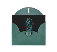 Tarjetas de felicitación coloridas con estampado de música verde oscuro de 6 x 4 pulgadas con sobre, perfectas para escribir saludos y notas de agradecimiento