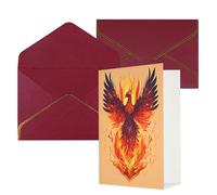 Tarjetas de felicitación con estampado de fénix para todas las ocasiones, interior en blanco, con sobre, adecuadas para amigos y familiares