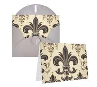 Tarjetas de felicitación con estampado de flor de lis y escudo de caballero, tarjetas de agradecimiento en blanco con sobres, tarjetas de cumpleaños para todas las ocasiones