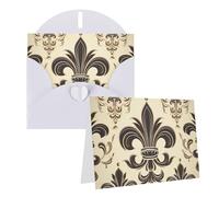 Tarjetas de felicitación con estampado de flor de lis y escudo de caballero, tarjetas de agradecimiento en blanco con sobres, tarjetas de cumpleaños para todas las ocasiones