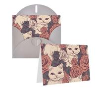 Tarjetas de felicitación con estampado de gato rosa, tarjetas de agradecimiento en blanco con sobres, tarjetas de cumpleaños para todas las ocasiones